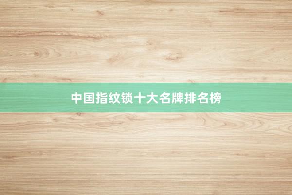 中国指纹锁十大名牌排名榜